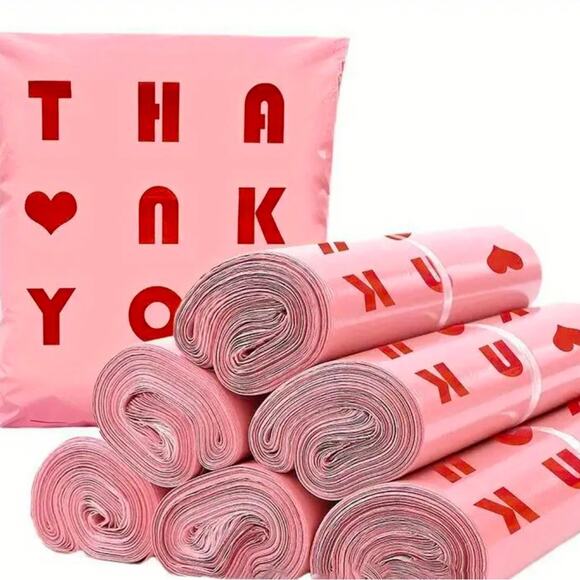 20 Durable Waterproof Poly Mailers w/ "Thank You" Heart Design 6.69x 11.8 ❤️ - Picture 3 of 5